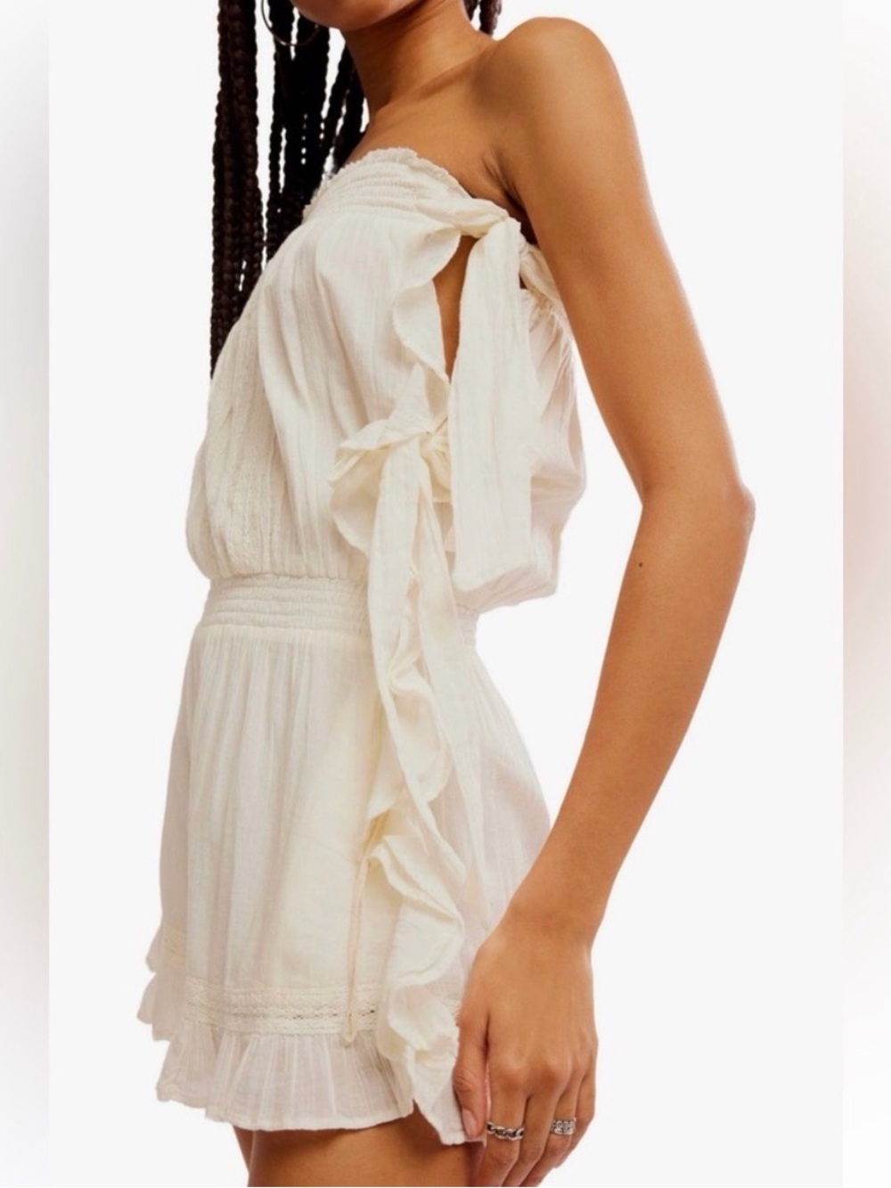 Free People Ivory Strapless Ruffle Romper - Picture 2 of 5